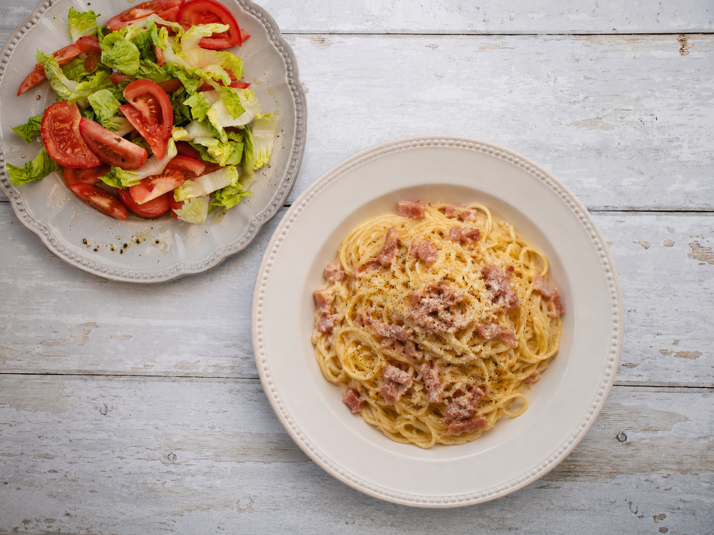 Spaghetti carbonara met kalkoenspekjes 