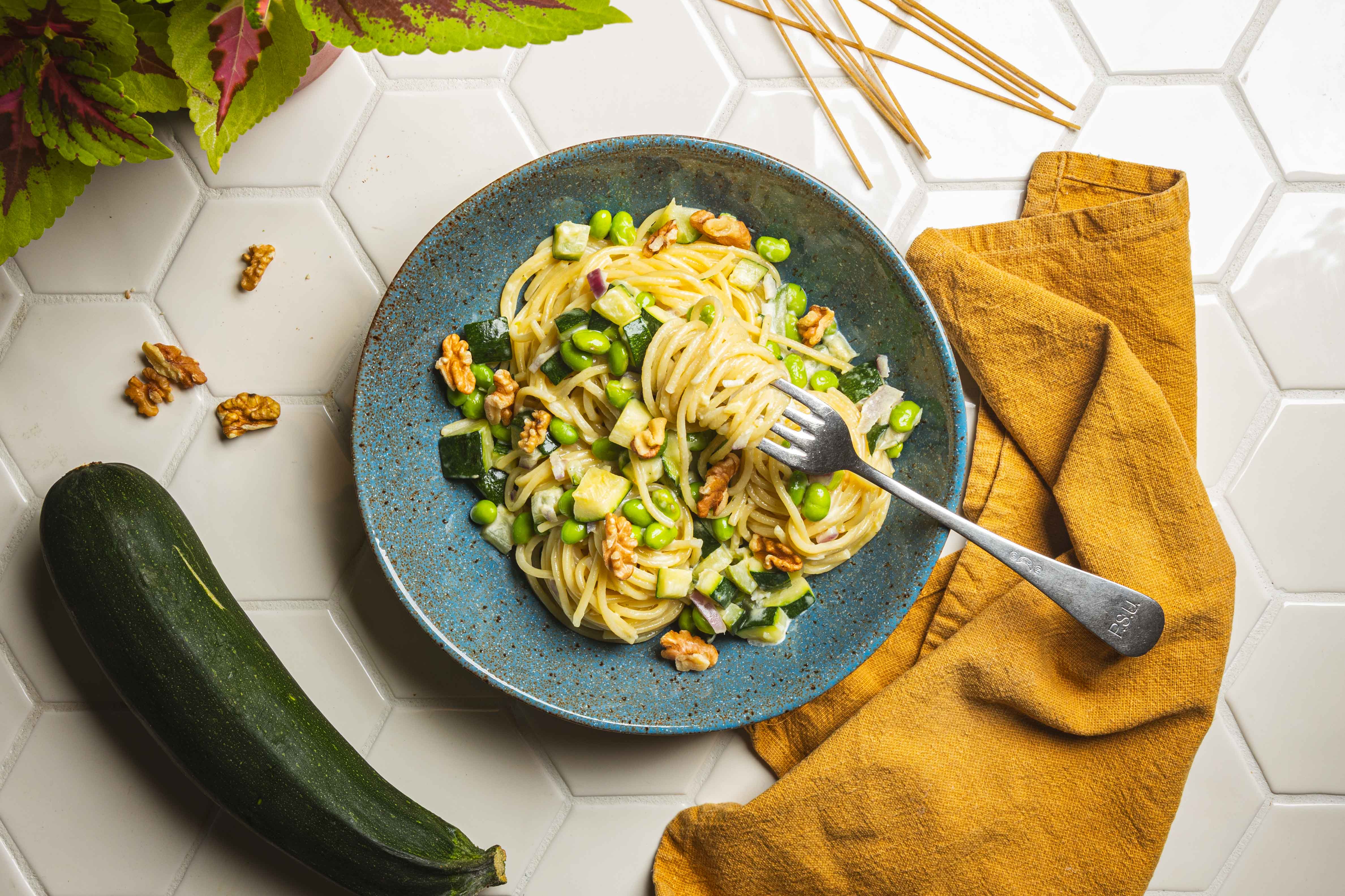 Romige pasta met verse kapucijners