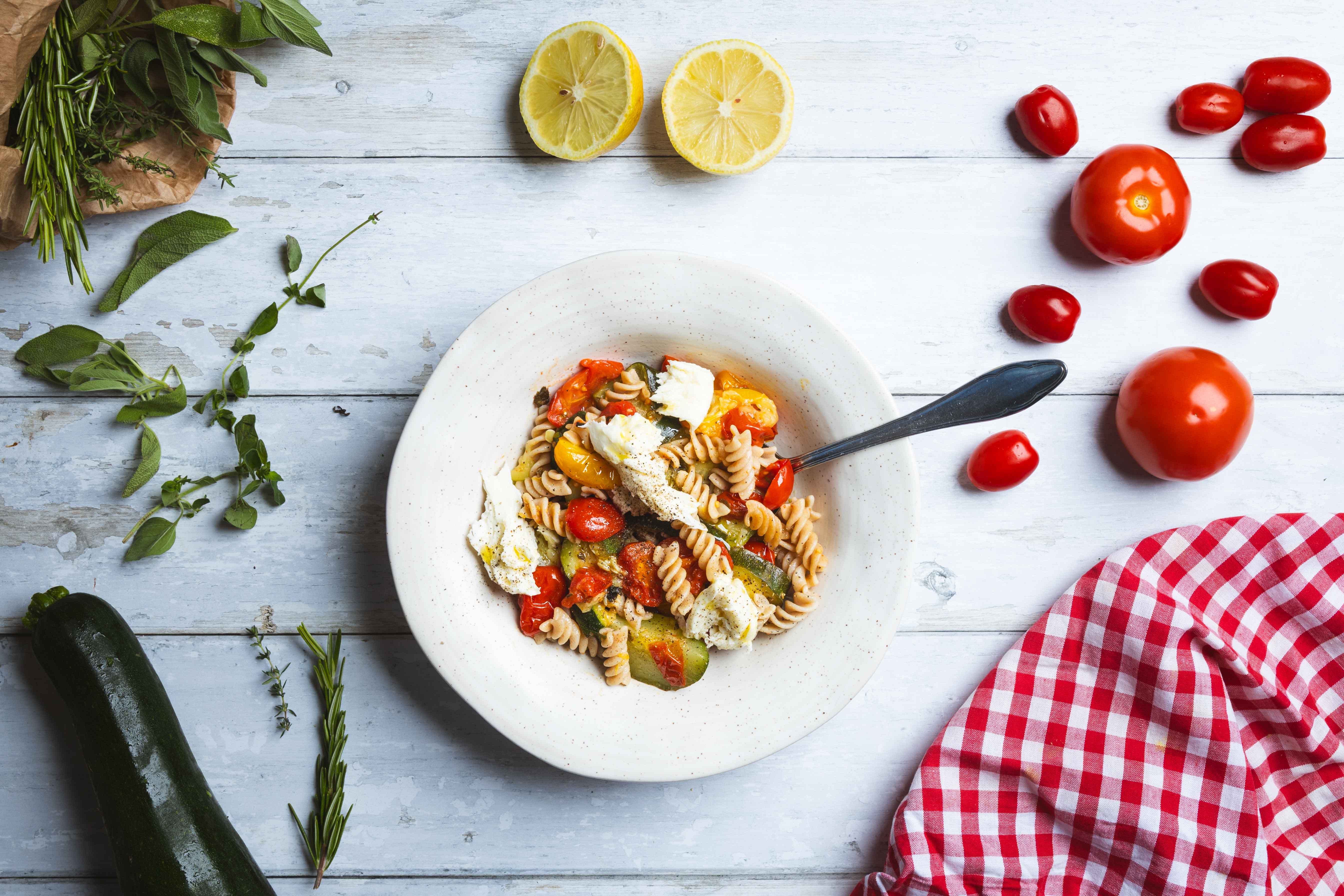 Fusilli met geroosterde groenten