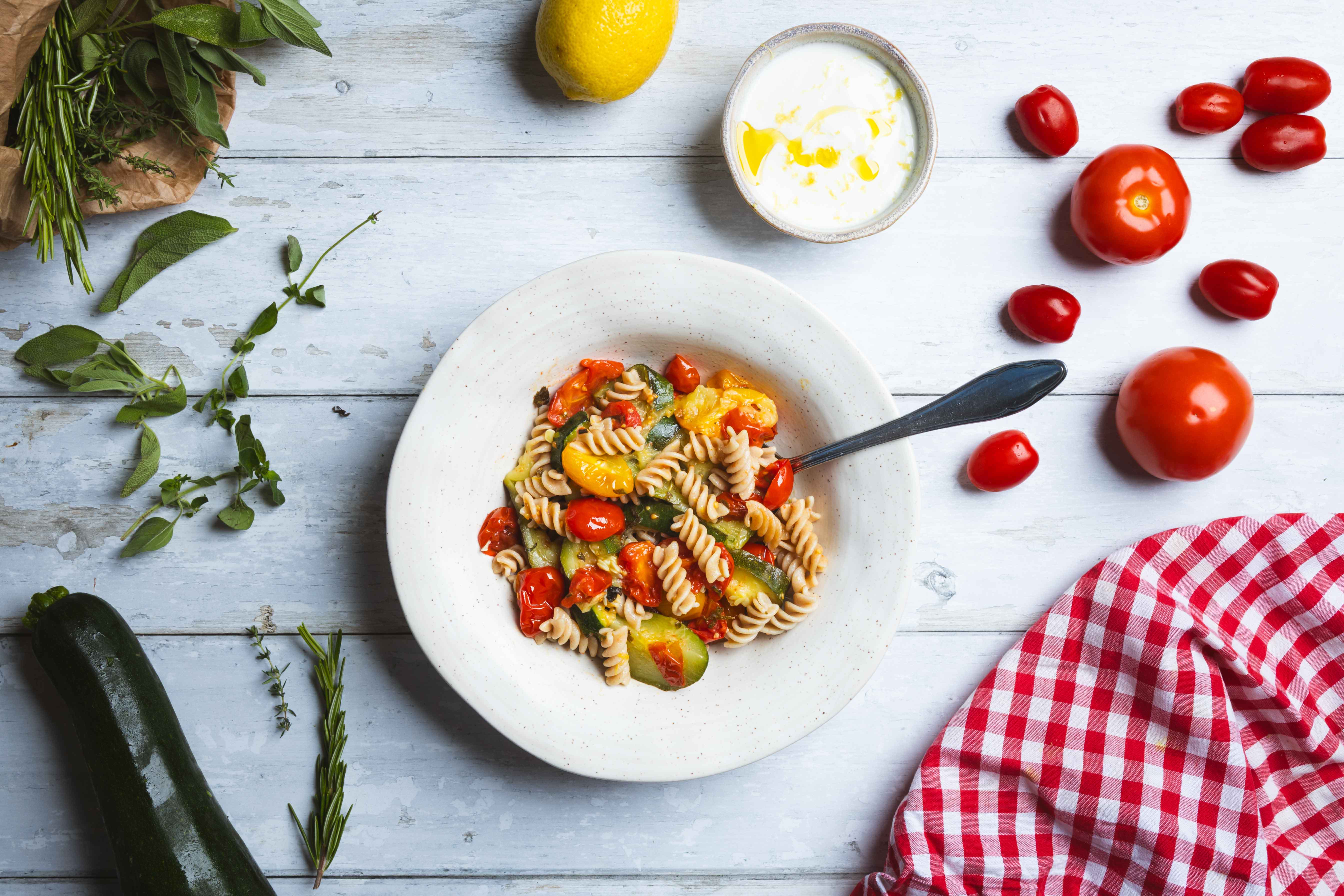 Fusilli met geroosterde groenten